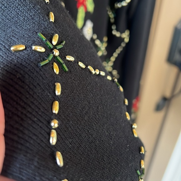Vintage CB Collections Sz M Black Embellished Christmas Sweater Cardigan - Picture 6 of 8